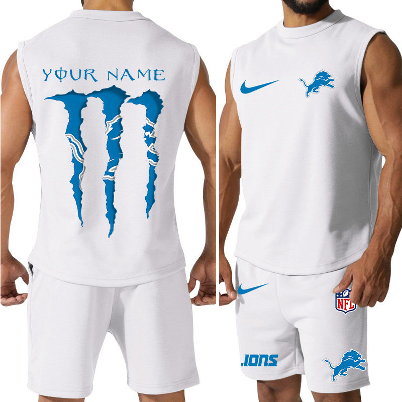 Detroit Lions Colorful Combo Men Jersey Tank Top and Shorts AZBTCMJTTS000016