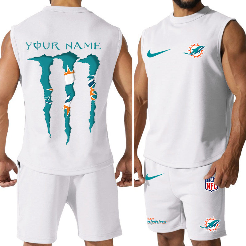 Miami Dolphins Colorful Combo Men Jersey Tank Top and Shorts AZBTCMJTTS000022