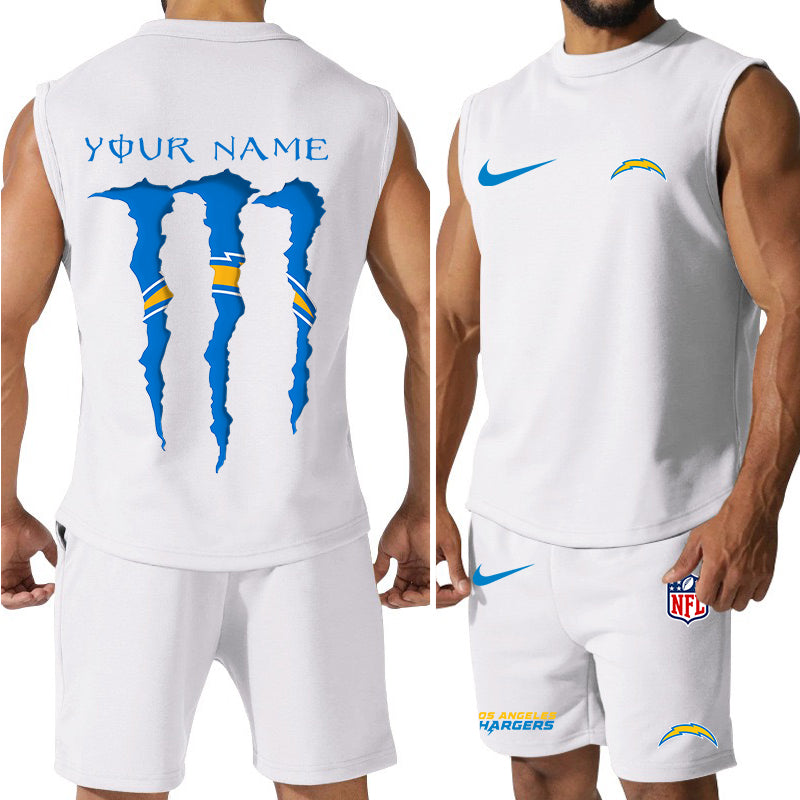 Los Angeles Chargers Colorful Combo Men Jersey Tank Top and Shorts AZBTCMJTTS000032