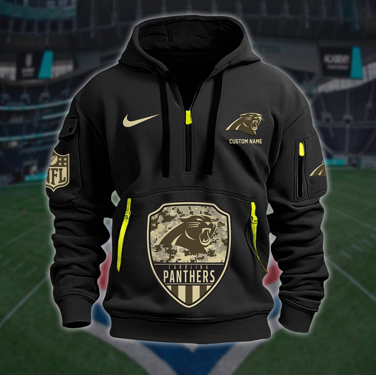 Carolina Panthers New Personalized Quarter Zip Hoodie Limited Edition AZBTQZH000192