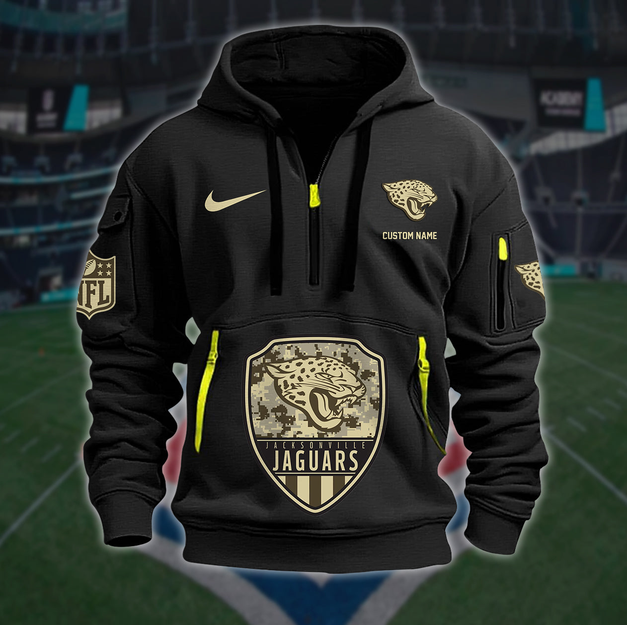 Jacksonville Jaguars New Personalized Quarter Zip Hoodie Limited Edition AZBTQZH000186