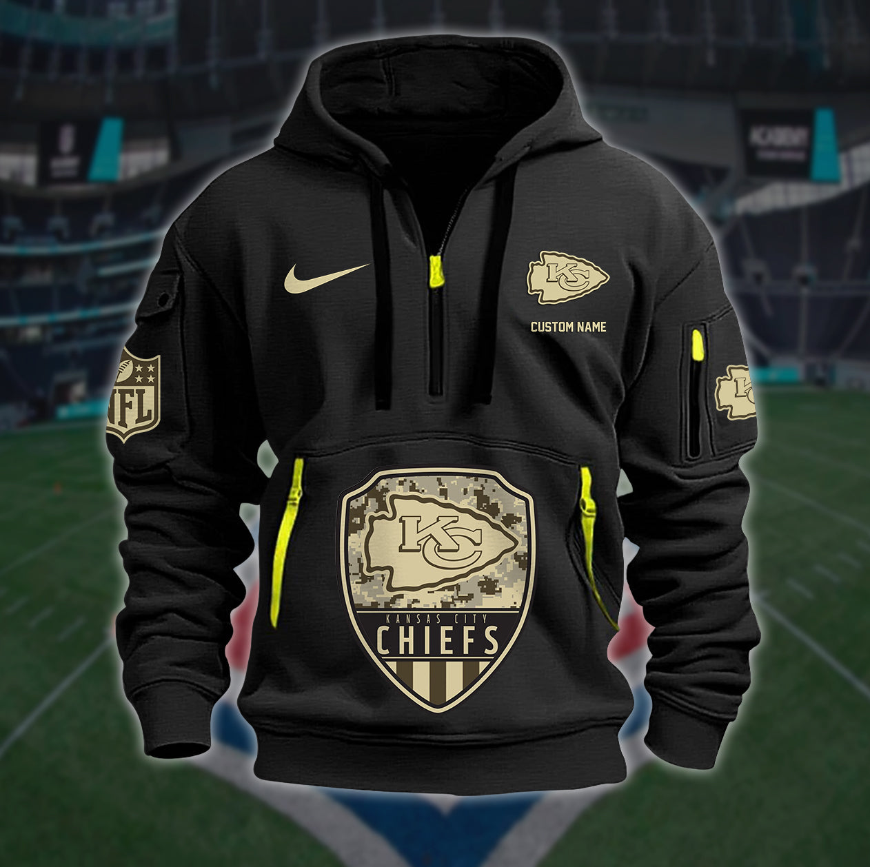 Kansas City Chiefs New Personalized Quarter Zip Hoodie Limited Edition AZBTQZH000187