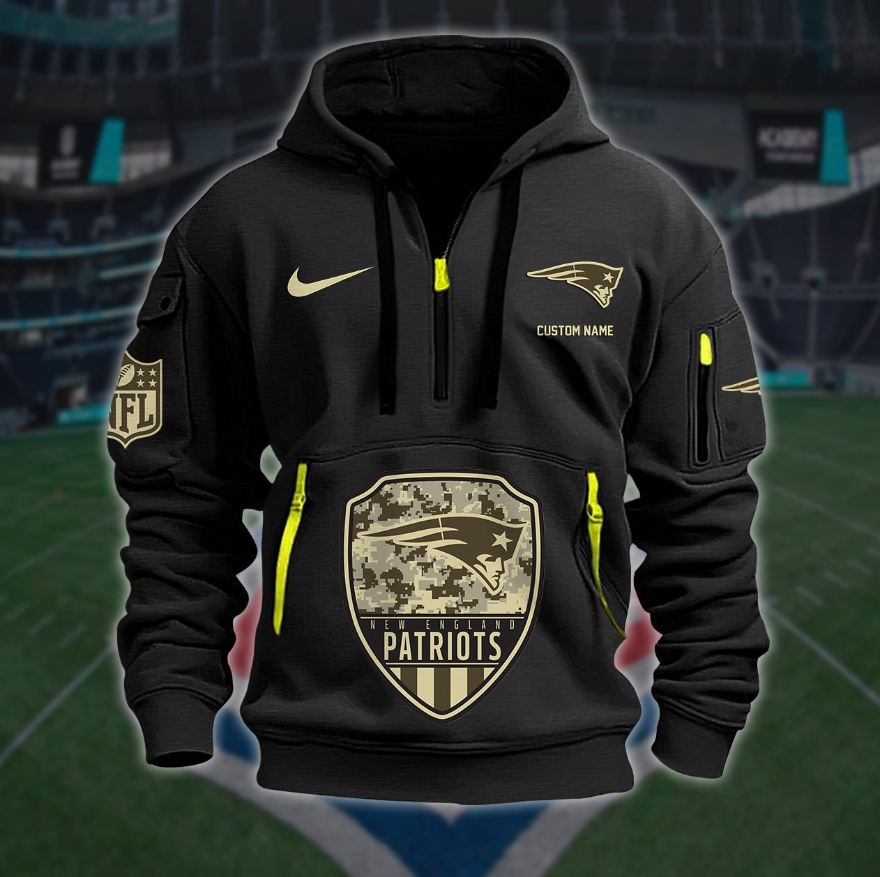New England Patriots New Personalized Quarter Zip Hoodie Limited Edition AZBTQZH000196