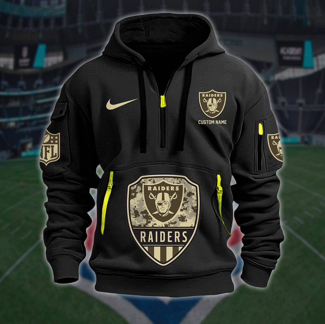 Las Vegas Raiders New Personalized Quarter Zip Hoodie Limited Edition AZBTQZH000198