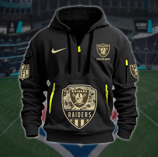Las Vegas Raiders New Personalized Quarter Zip Hoodie Limited Edition AZBTQZH000198