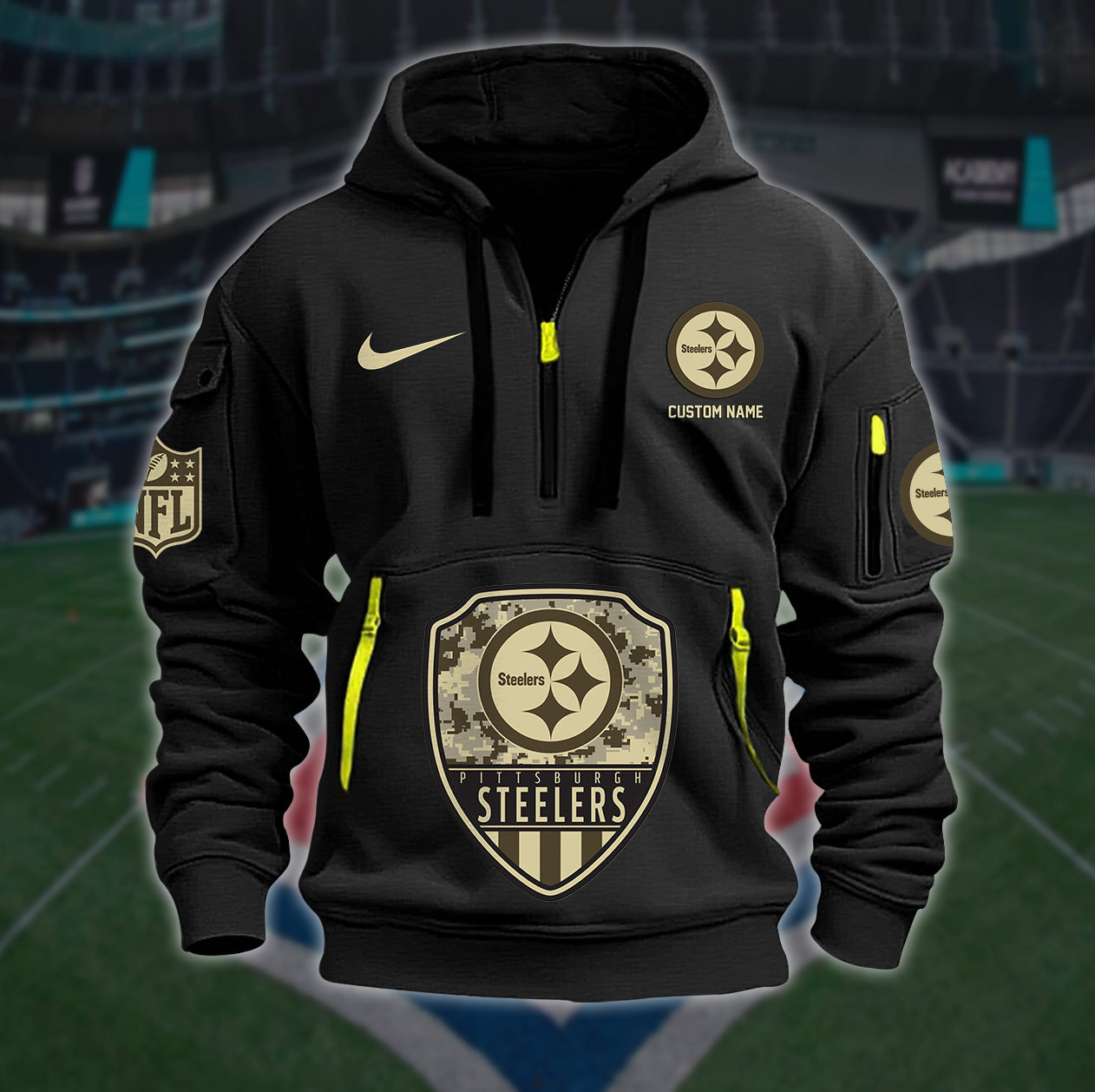 Pittsburgh Steelers New Personalized Quarter Zip Hoodie Limited Edition AZBTQZH000200