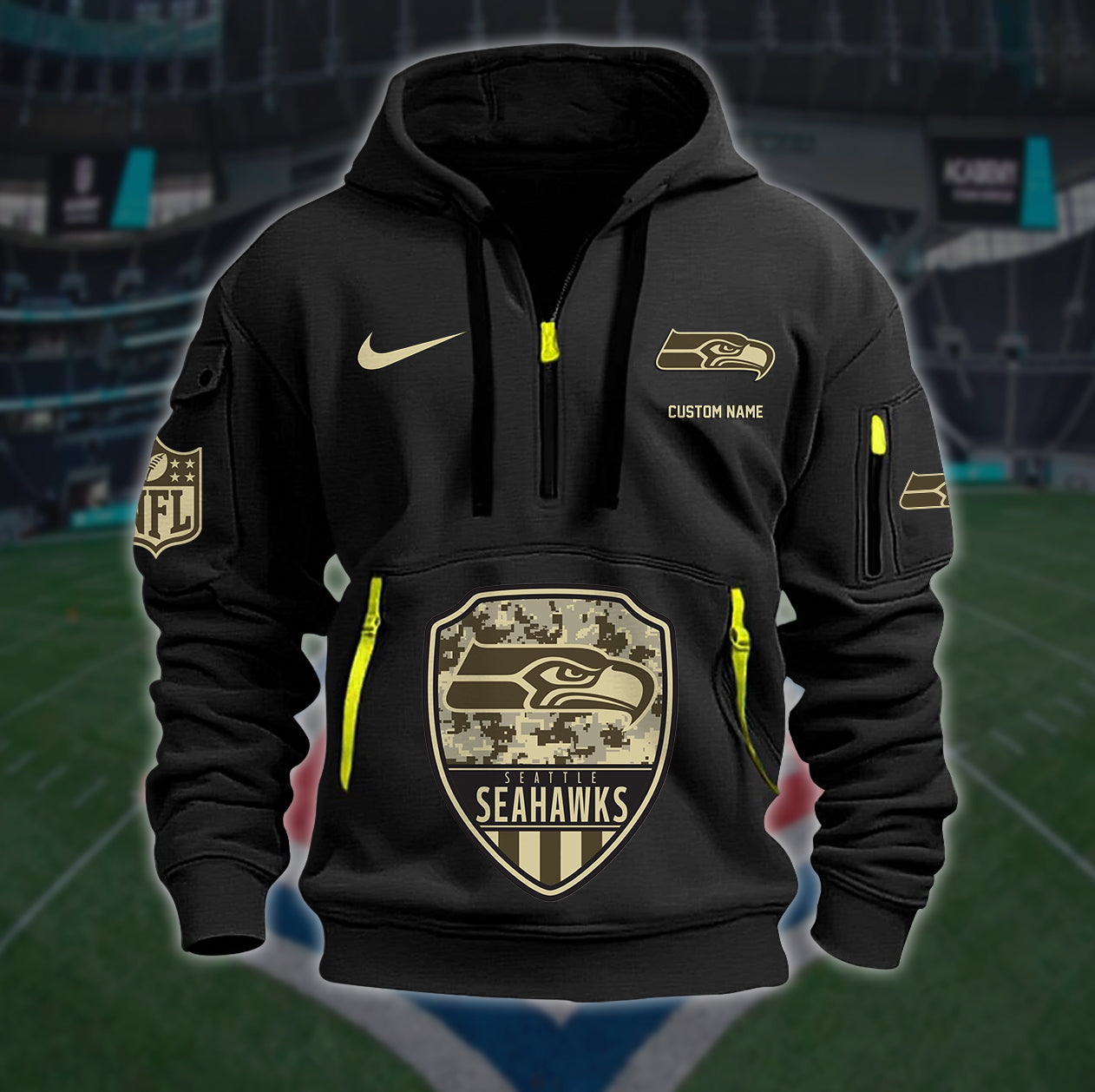 Seattle Seahawks New Personalized Quarter Zip Hoodie Limited Edition AZBTQZH000203