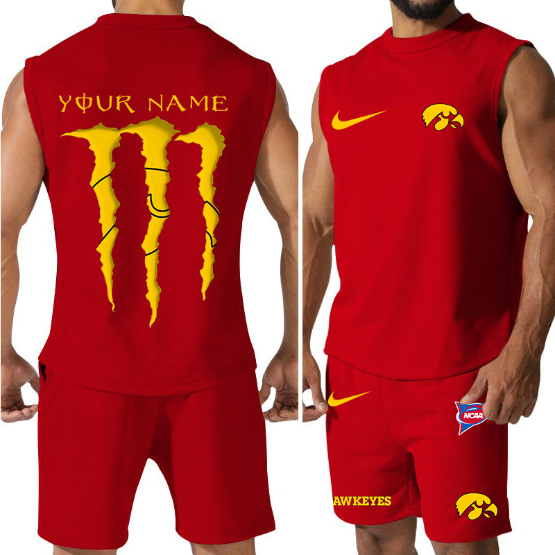 Iowa Hawkeyes Colorful Combo Men Jersey Tank Top and Shorts AZBTCMJTTS000060