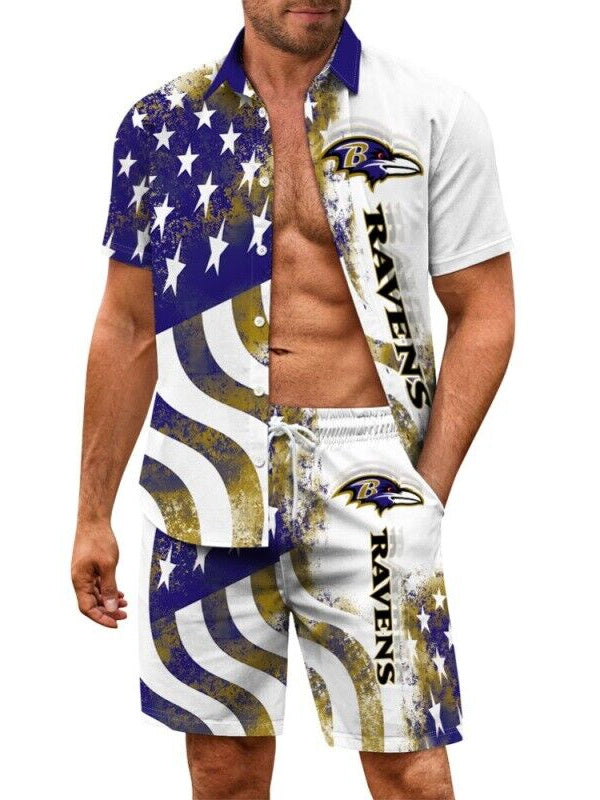 Baltimore Ravens Combo Hawaiian Shirt and Shorts AZBTHWSS000150