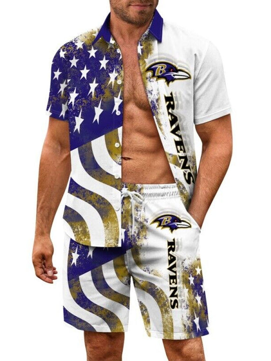 Baltimore Ravens Combo Hawaiian Shirt and Shorts AZBTHWSS000150