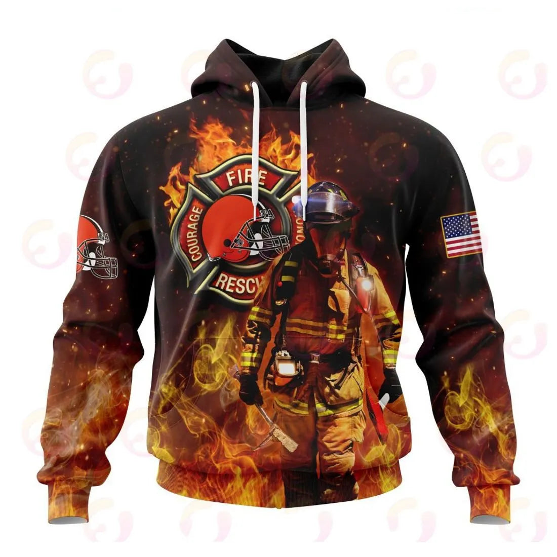 Cleveland Browns Honor Firefighters – First Responders All Over Printed T-shirt Sweatshirt Hoodie AZCHD831