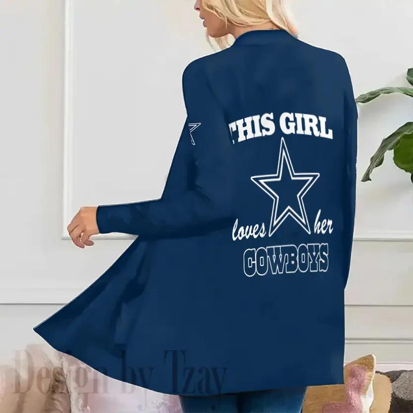 Dallas Cowboys Women Patch Pocket Cardigan BT051