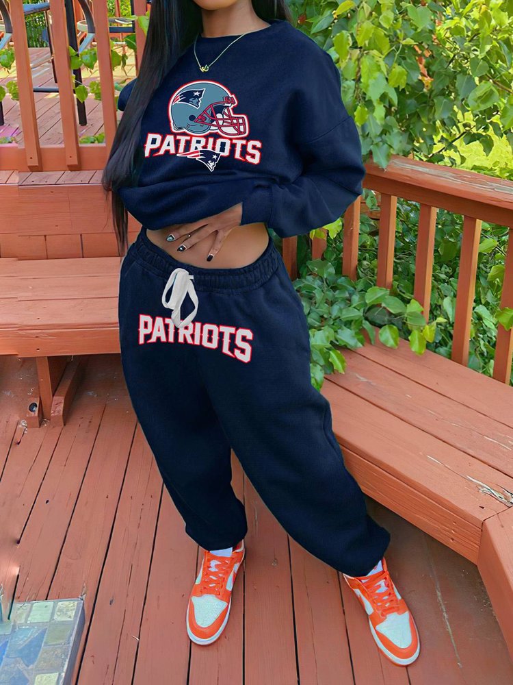 New England Patriots Drop Shoulder Sweatshirt and Sweatpants AZBTDSS000007