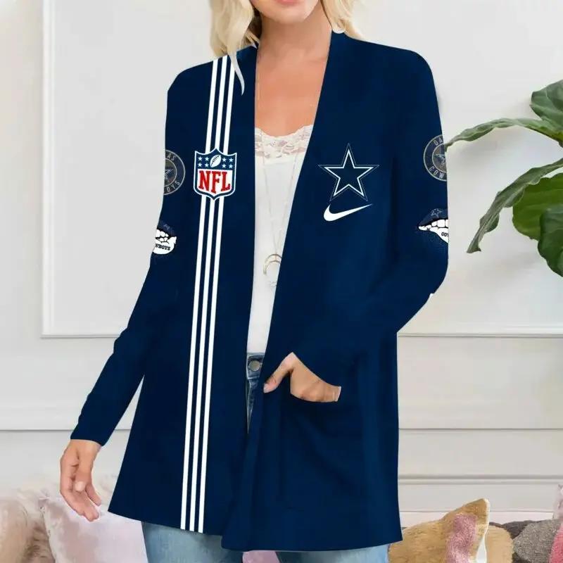 Dallas Cowboys Women Patch Pocket Cardigan BT048