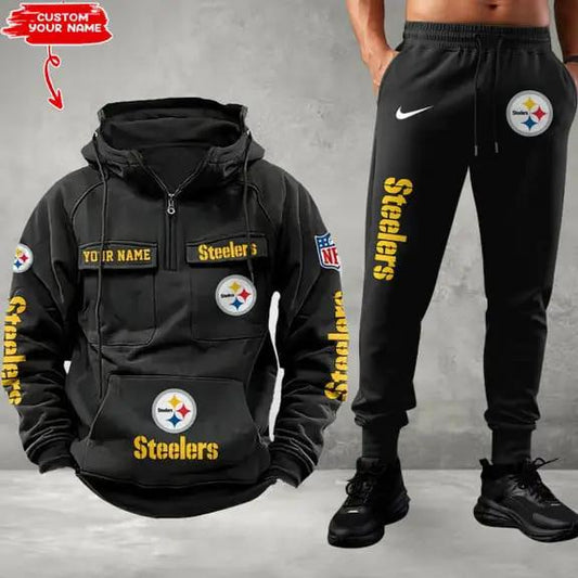 Pittsburgh Steelers Combo Multi-Pockets Hoodie And Pants EM25