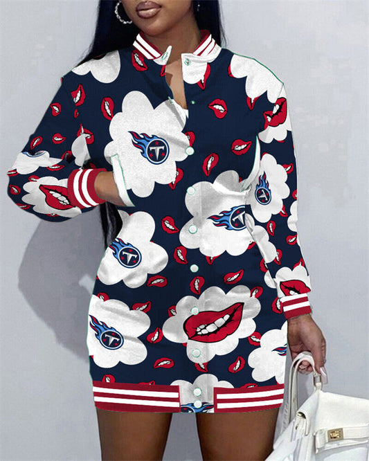 Tennessee Titans Women Button Down Jacket Dress AZBTBDJD000363