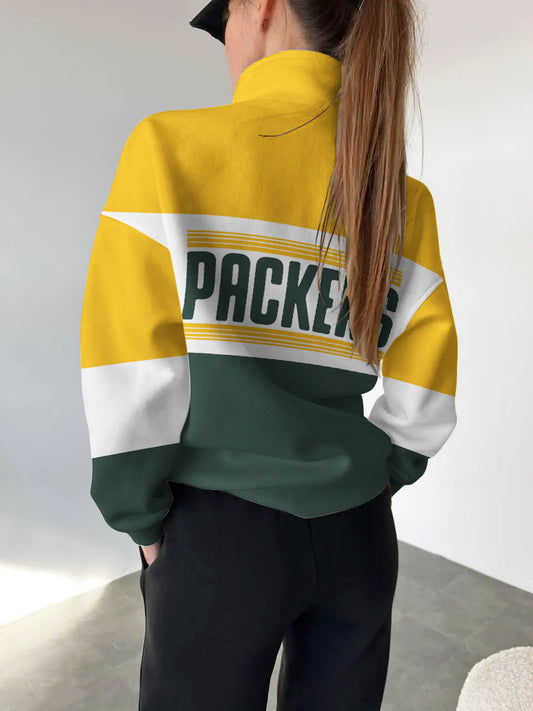 Green Bay Packers Casual Colorful Stand Collar Sweatshirt AZBTSCSW000425