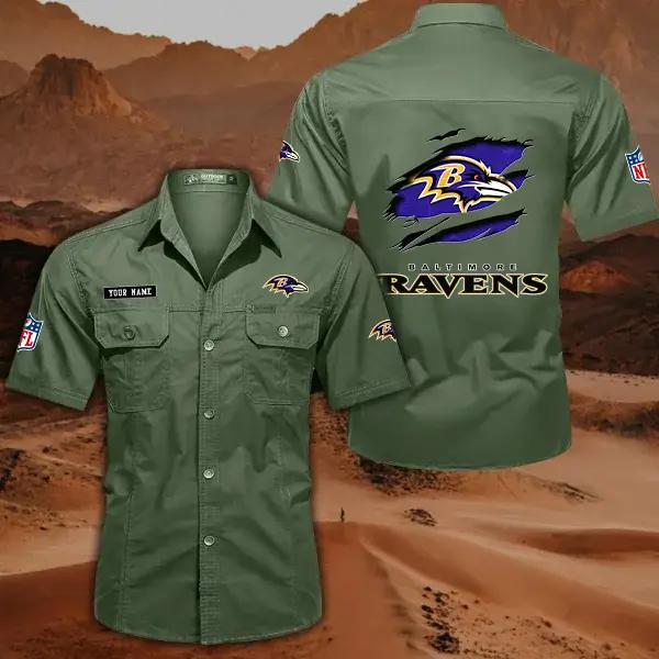 Baltimore Ravens Men’s Short Sleeve Cargo Shirts New 2025 AZBT2DCGS000003
