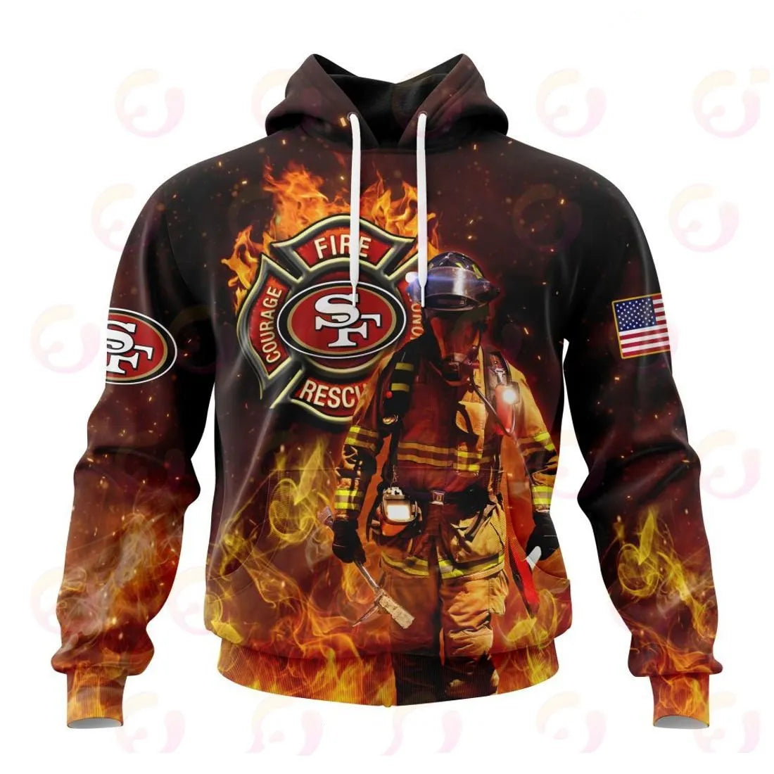 San Francisco 49ers Honor Firefighters – First Responders All Over Printed T-shirt Sweatshirt Hoodie AZCHD851
