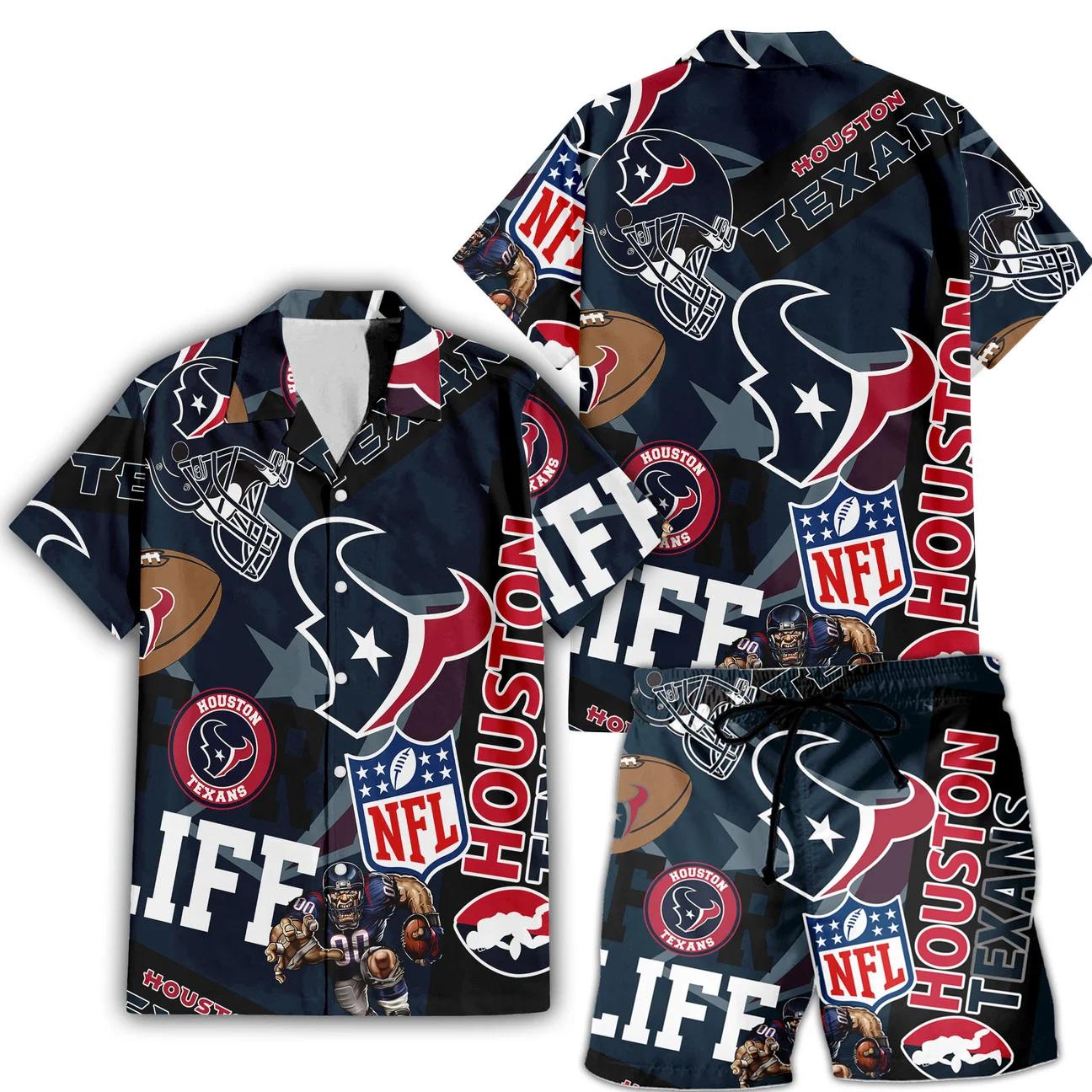 Houston Texans Custom Limited Edition For Life Hawaiian Shirt and Shorts AZHAHWSS000262