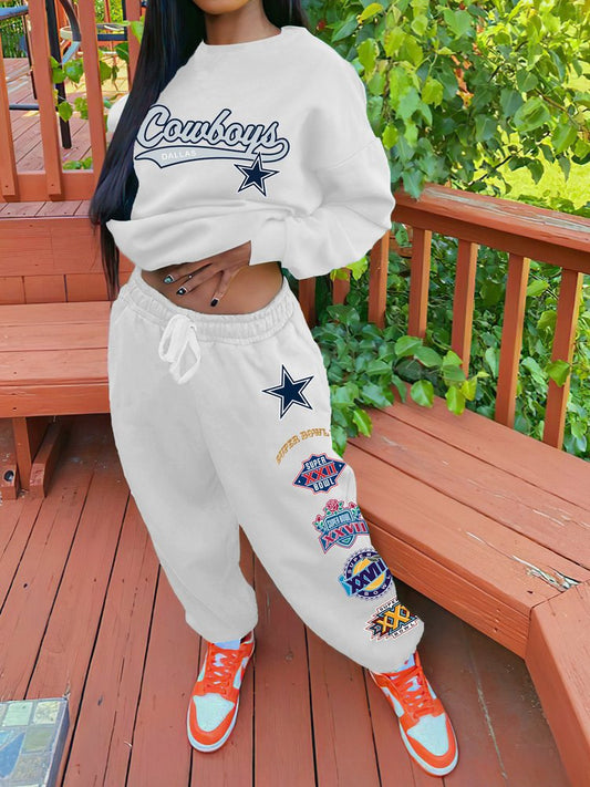 Dallas Cowboys Drop Shoulder Sweatshirt and Sweatpants AZBTDSS000030