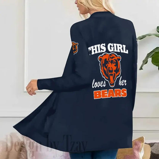 Chicago Bears Women Patch Pocket Cardigan BT031