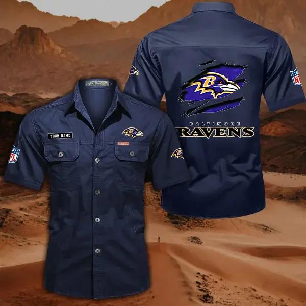 Baltimore Ravens Men’s Short Sleeve Cargo Shirts New 2025 AZBT2DCGS000003