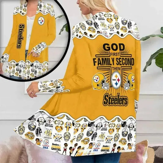 Pittsburgh Steelers Women Patch Pocket Cardigan BT156