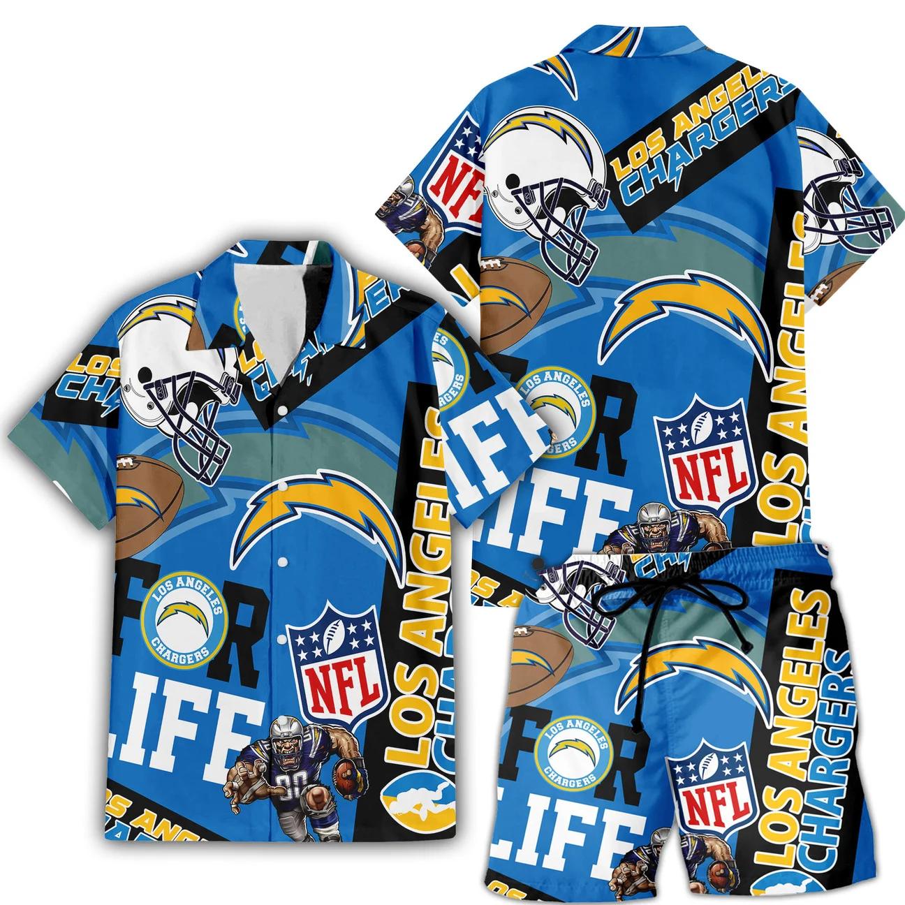 Los Angeles Chargers Custom Limited Edition For Life Hawaiian Shirt and Shorts AZHAHWSS000250