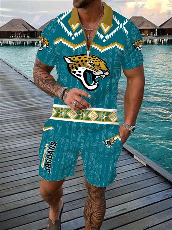 Jacksonville Jaguars Zip Polo Shirt And Shorts Men AZPLZ289