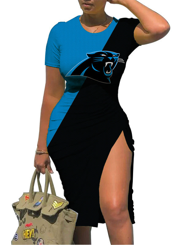 Carolina Panthers Slit Bodycon Dress  AZBTSBD000045