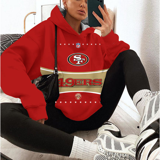 San Francisco 49ers Printed Hooded Pocket Pullover Hoodie AZBTPH000048