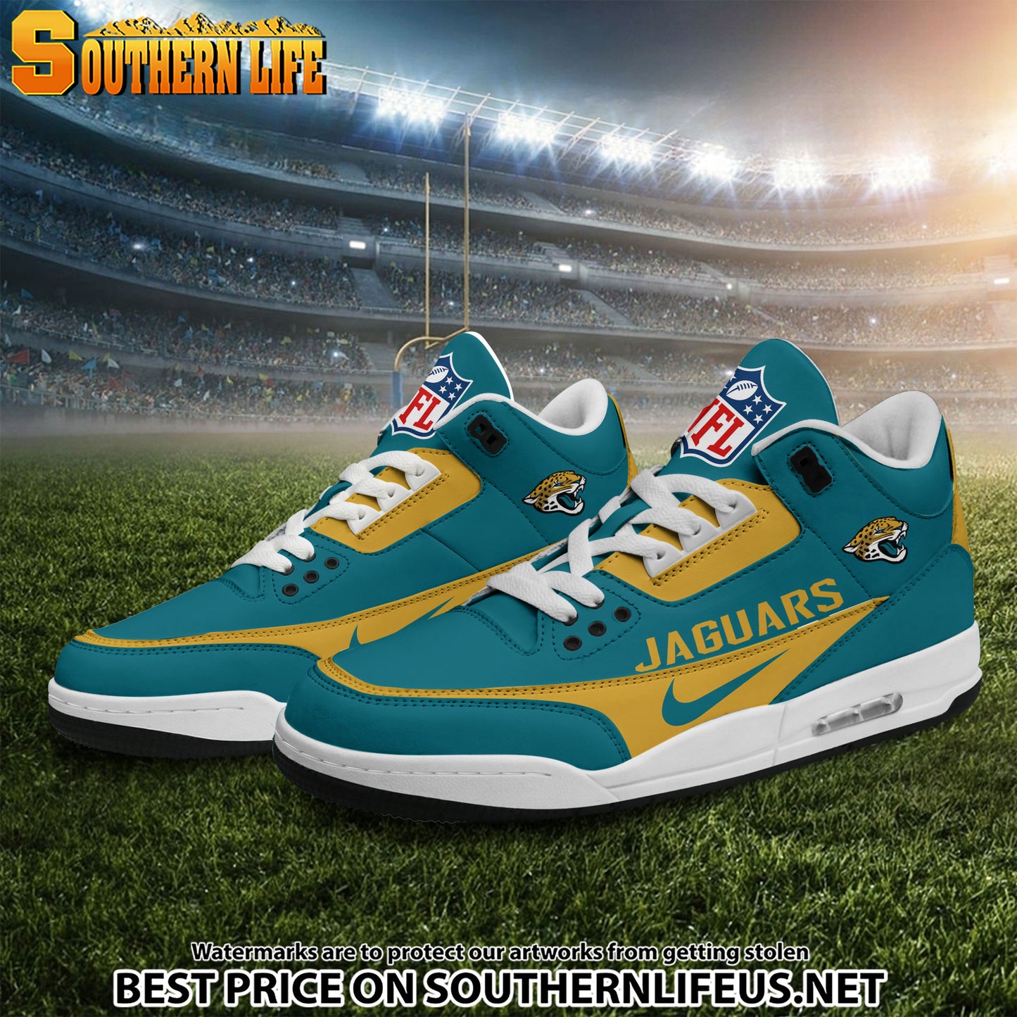 Jacksonville Jaguars JD3 New Sport Football Sneakers AZBTAJ3000279