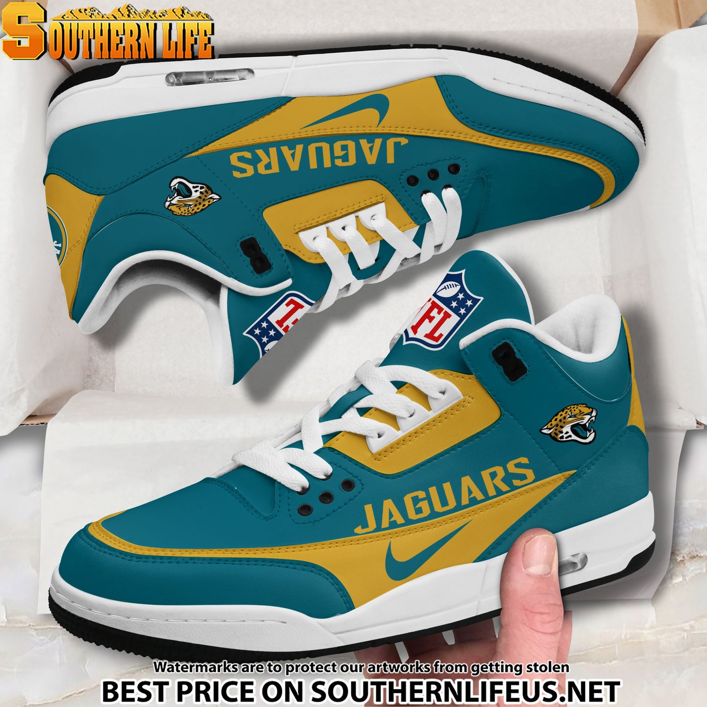 Jacksonville Jaguars JD3 New Sport Football Sneakers AZBTAJ3000279
