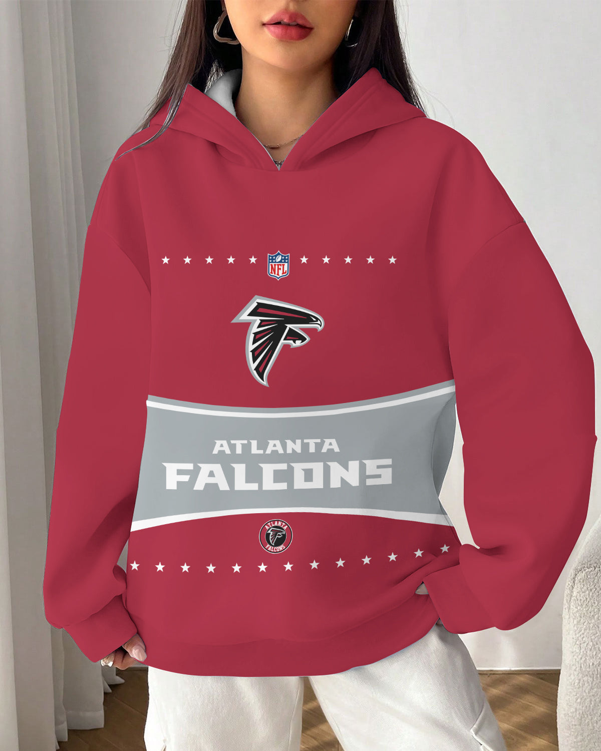 Atlanta Falcons Printed Hooded Pocket Pullover Hoodie AZBTPH000052
