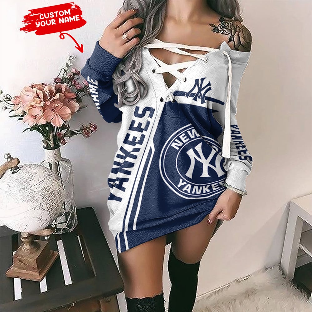 New York Yankees Personalized Lace-Up Sweatshirt BG17
