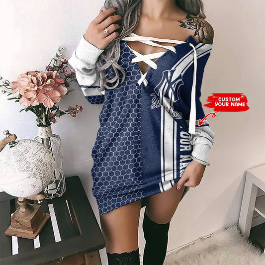 New York Yankees Personalized Lace-Up Sweatshirt BG20