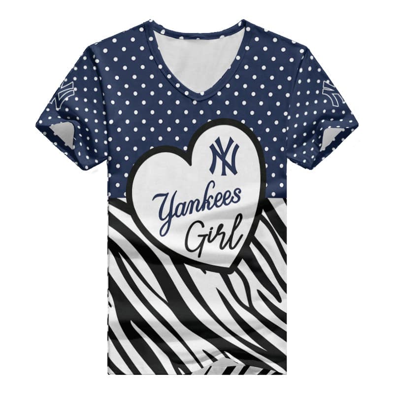 New York Yankees Personalized Summer V-neck Women T-shirt BG342