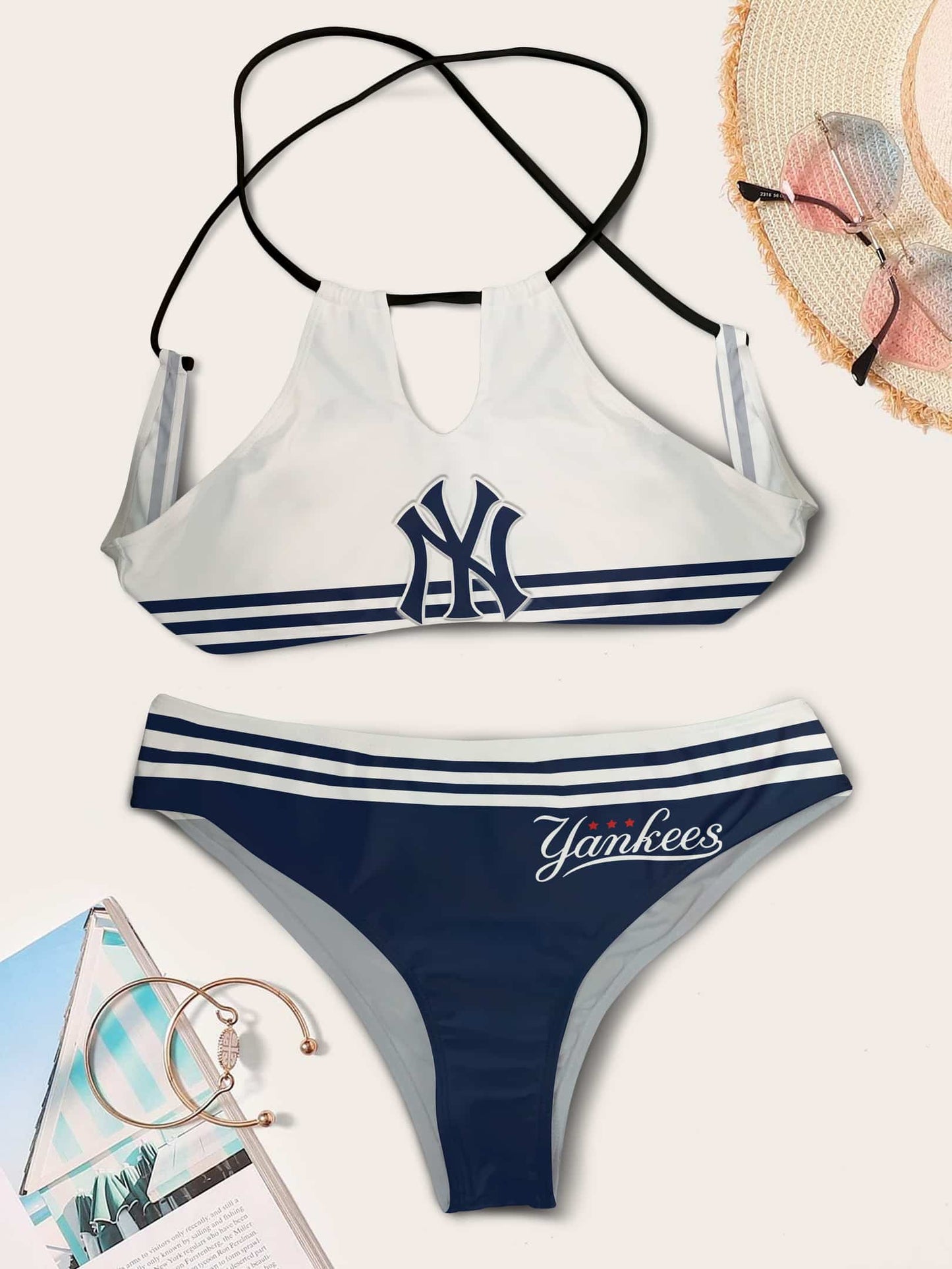 New York Yankees Women’s Cami Keyhole One-piece Swimsuit BG55
