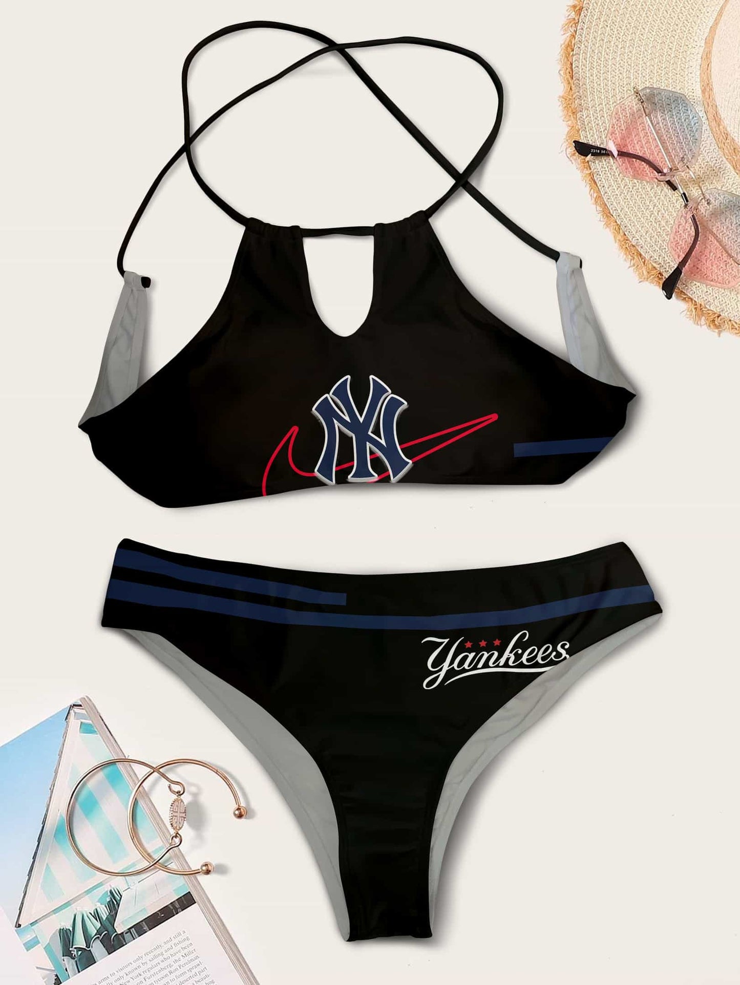New York Yankees Women’s Cami Keyhole One-piece Swimsuit BG60