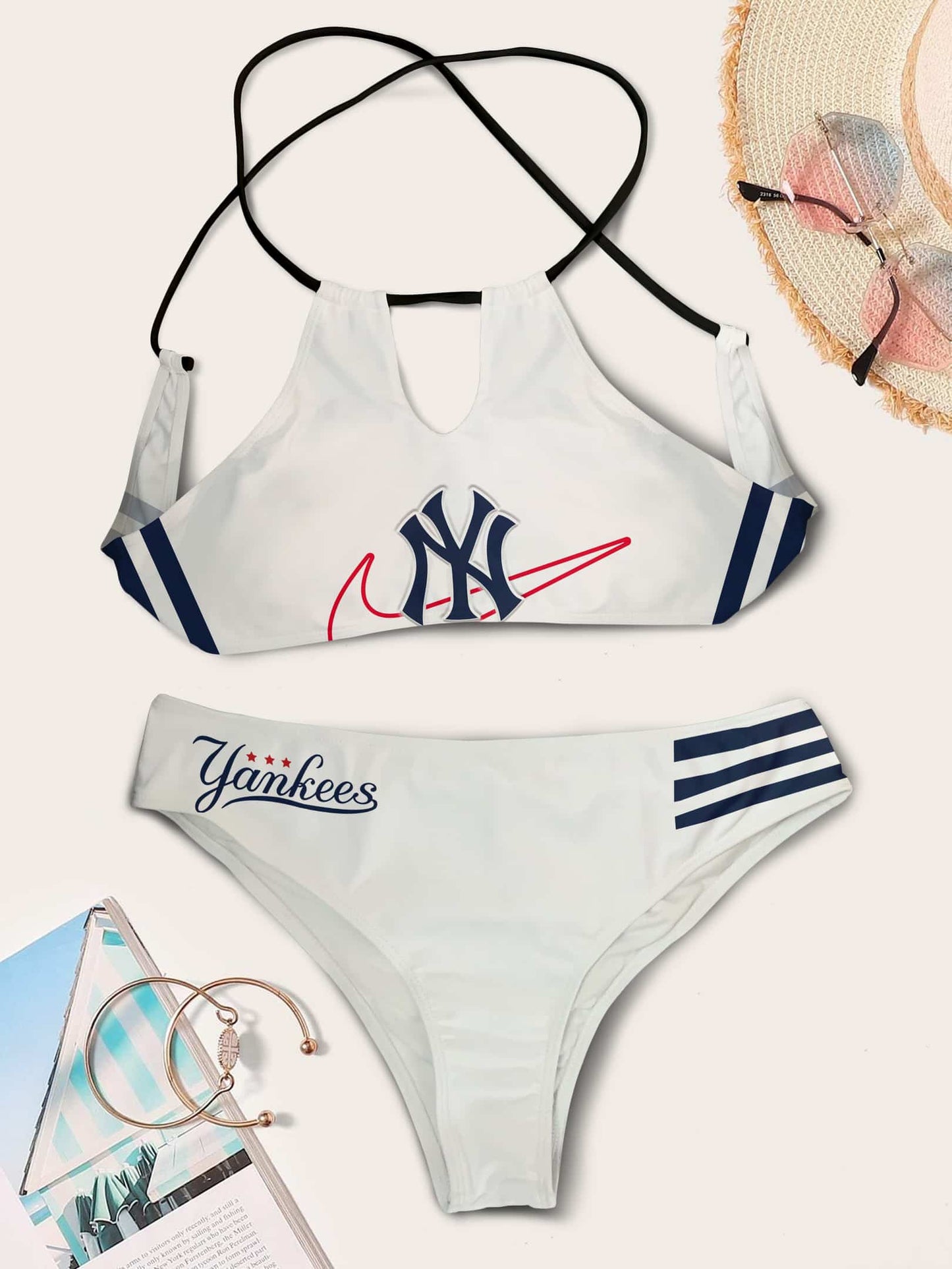 New York Yankees Women’s Cami Keyhole One-piece Swimsuit BG66