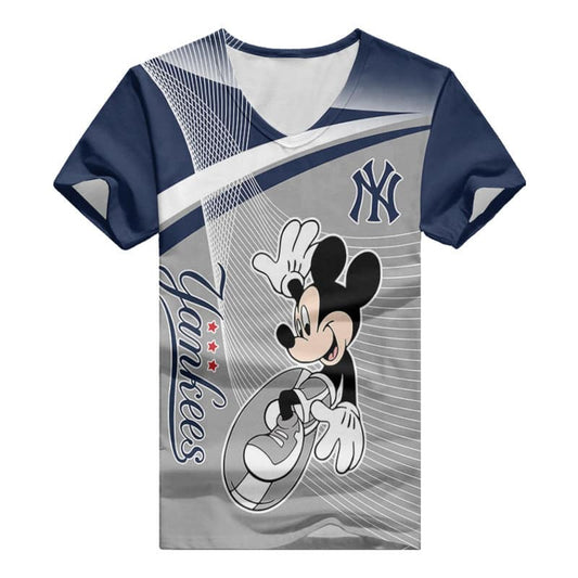 New York Yankees Summer V-neck Women T-shirt BG191