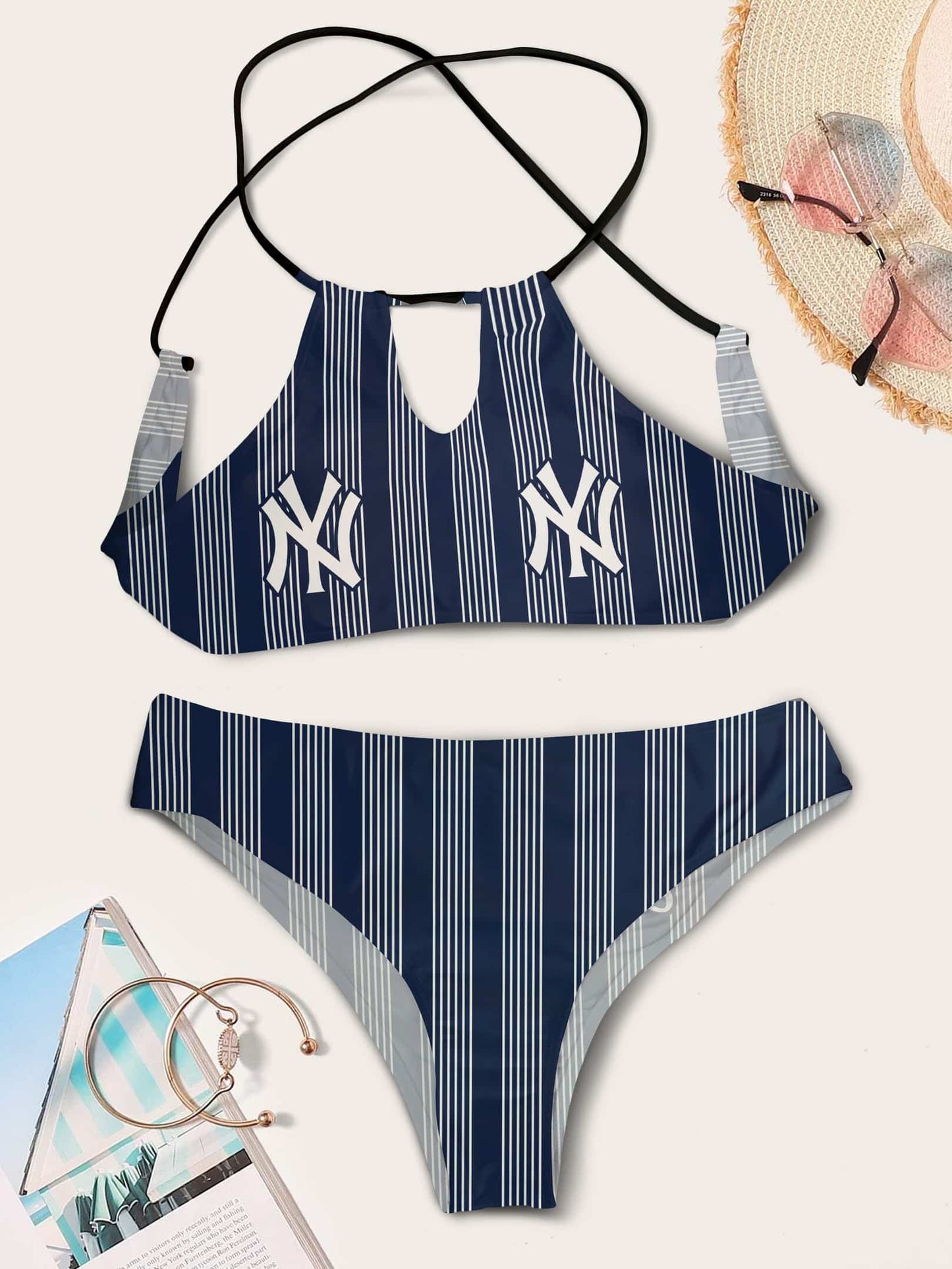 New York Yankees Women’s Cami Keyhole One-piece Swimsuit BG14