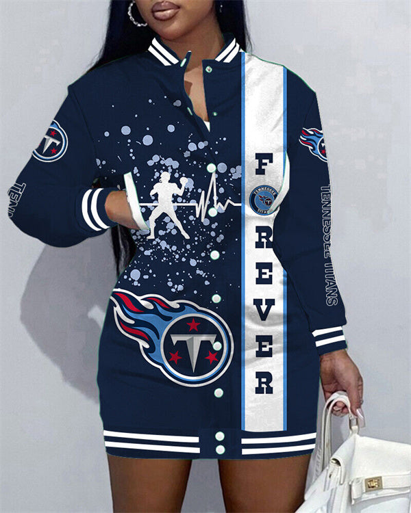 Tennessee Titans Women Button Down Jacket Dress AZBTBDJD000361
