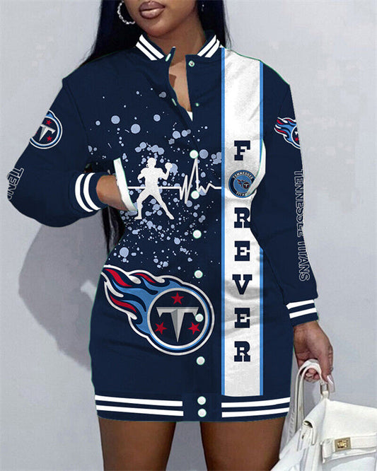Tennessee Titans Women Button Down Jacket Dress AZBTBDJD000361