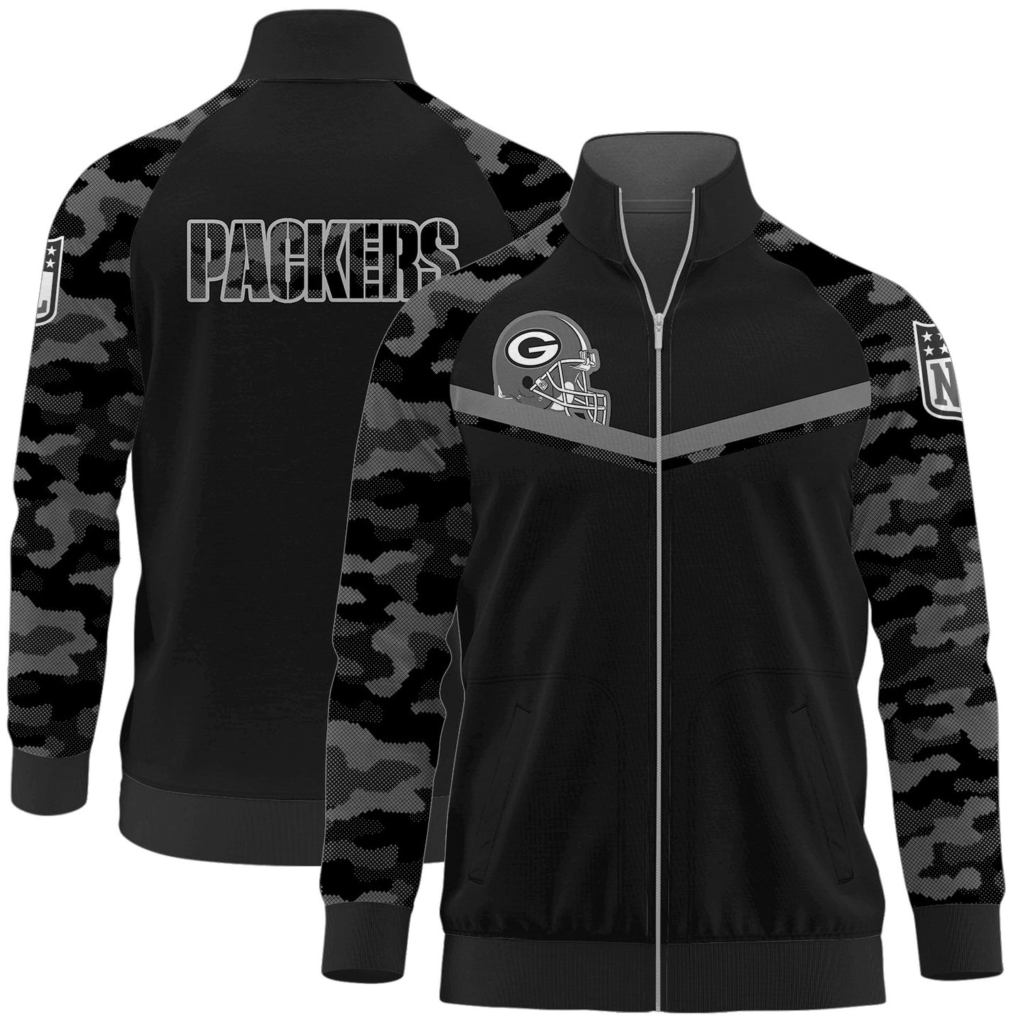 Green Bay Packers Premium Unisex Camo Stand Collar Jacket AZBTSCJK000018