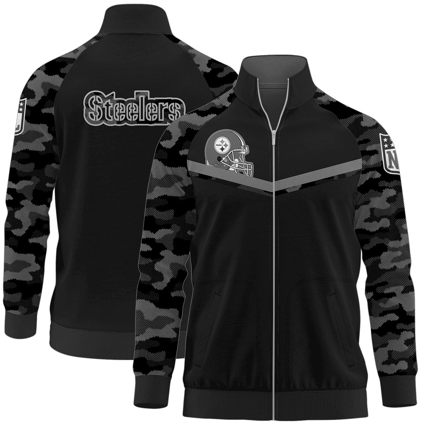 Pittsburgh Steelers Premium Unisex Camo Stand Collar Jacket AZBTSCJK000023