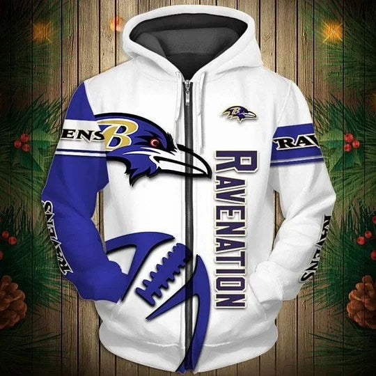 Baltimore Ravens Limited Edition All Over Print Zip Up Hoodie NA0001