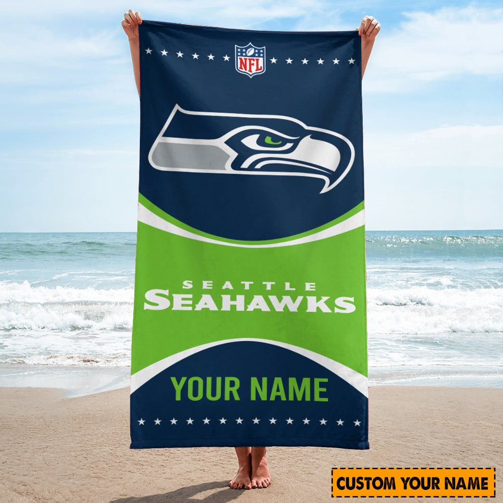 Seattle Seahawks Personalized Limited Edition Beach Towel  AZBTOWEL003