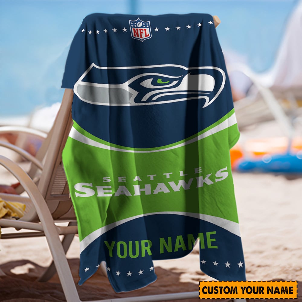Seattle Seahawks Personalized Limited Edition Beach Towel  AZBTOWEL003